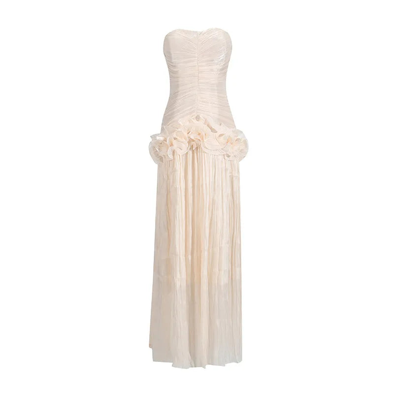🍒Geleentheid-aandrok elegante rokke promdrag vir tieners vroue se skouerlose maxi-rok a-lyn luukse 3D blomkorset sjiek mode Kies Hierdie Wit Roos