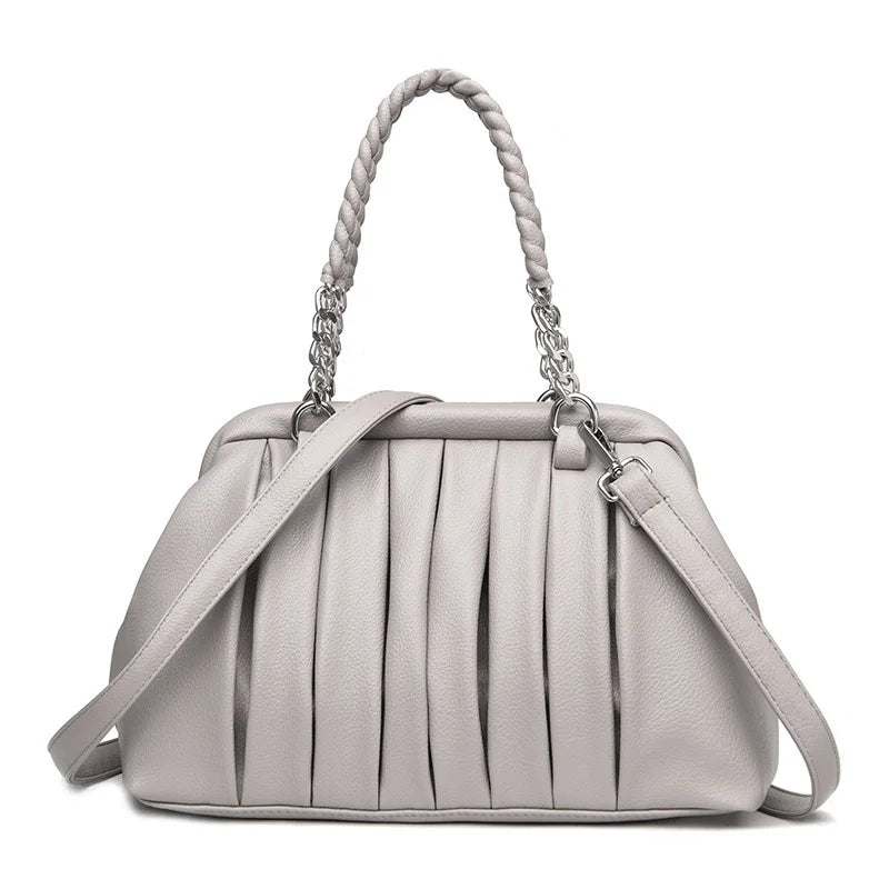 🍒Luxury large capacity pu leather women's crossbody bag Vintage style shoulder bag chain handbags for ladies Fashion carry bag