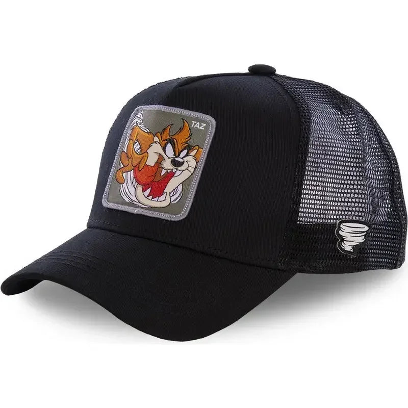 🍒Tekenprent bofbalpet hoë kwaliteit unisex geborduurde pleister bofbalpet unisex vragmotorpet net hoede vir vroue sonhoed