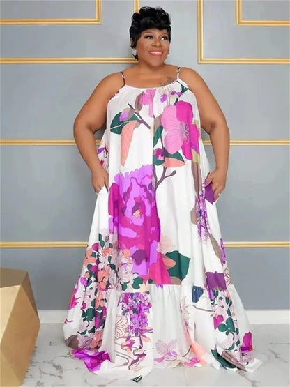 🍒Plus size dieredrukrok somerklere blomme uitrusting kleurvolle vollengte slim-informele dames maxi-rokke chiffonmateriaal a-lyn Verryk Jou Dier