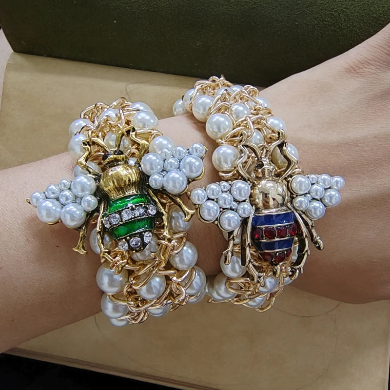 🍒Rekbare pêrelarmband vir vroue, verstelbare kristalby-armband, krale, partytjiejuwele vir geleenthede, geskenk, slim-informele bykomstighede, "Nice To Bee ' Wear"