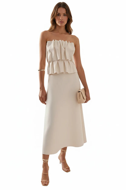 🍒strapless maxi rok met lae voue vroue slimpas skouerlose a-lyn rok moulose rokke vroulike somer aanddrag Styl Op Sy Beste