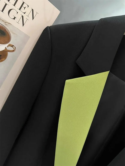 🍒Mode blazer baadjie lente herfs langmou swart baadjie kontras lapwerk kantoorklere vir vroue buiteklere slim gemaklike pakjas vroulike sjiek mode   Maak Jou Verskyning In Jou Kontras