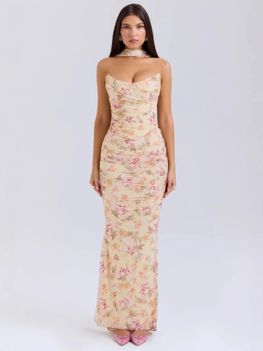 🍒Two piece classy sets women strapless bodycon crop top and maxi skirt outfit formal Wedding guest party occasion wear Feminine Flatering Fit
