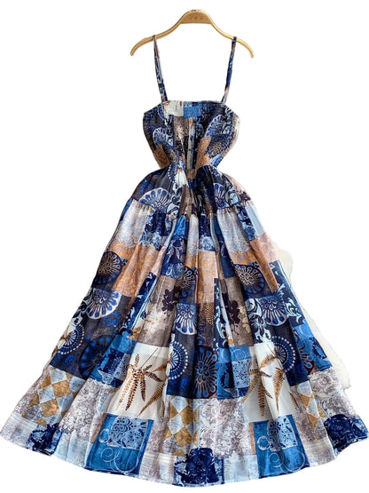 🍒Backless summer dress for women fashion beach wear slip sleeveless spaghetti straps smart casual outfit Flouncey Floral Fun