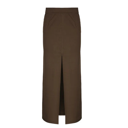 🍒Long a-line bodycon skirt club wear for women high waist skirt outfit smart casual women Y2k  night party wears summer clothes wear female fashion wears       Treat Yourself To The Max With Chocolate