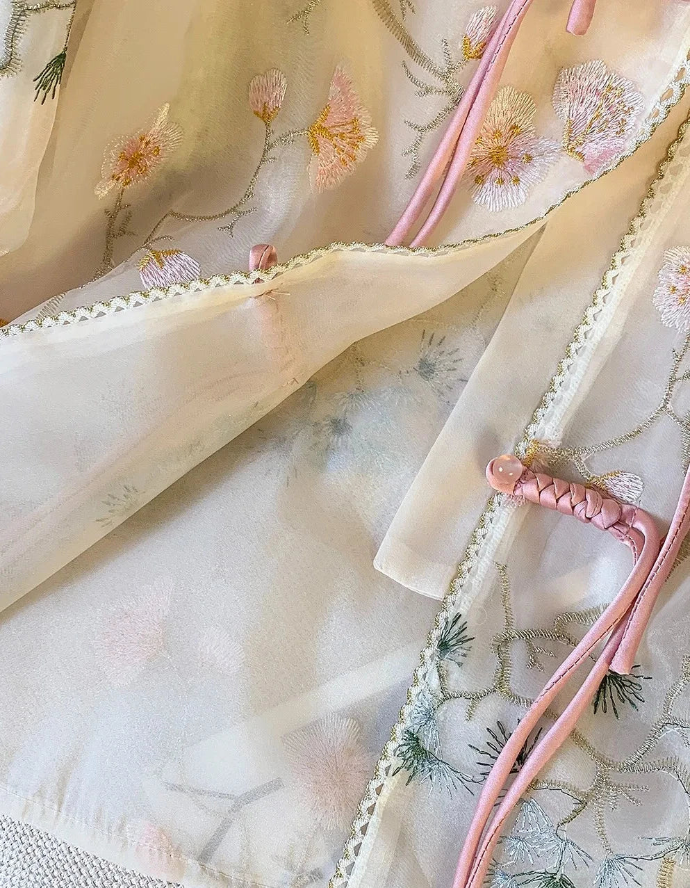 🍒Shirt jacket for women Light outer for women chinese style jacket chiffon embroidery Jacquard tie light cover up sunscreen cardigan Summer beach coverup for occasion and casual coverup See Through The Day