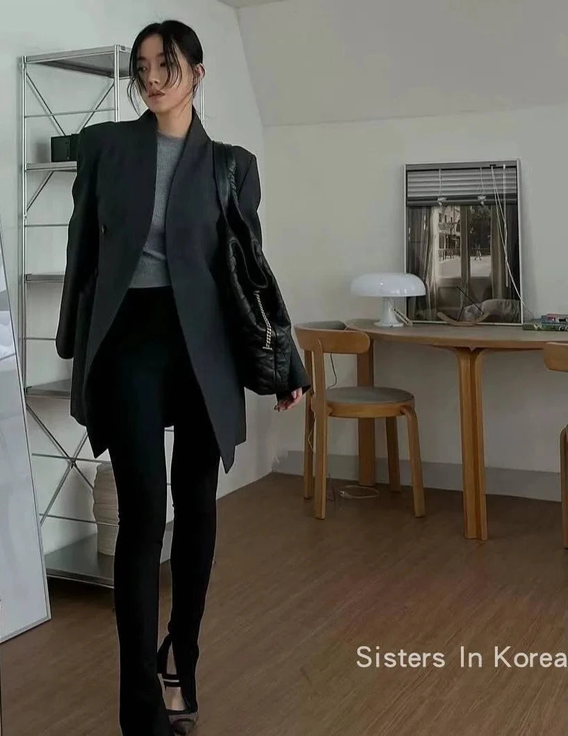 🍒Hidden button blazer long women fitted waist jacket fashion Y2K fashion office chic clothing lightweight linen coat chic trendy fashion two-layer smart casual outfit TRAILS Of Comments BLAZER