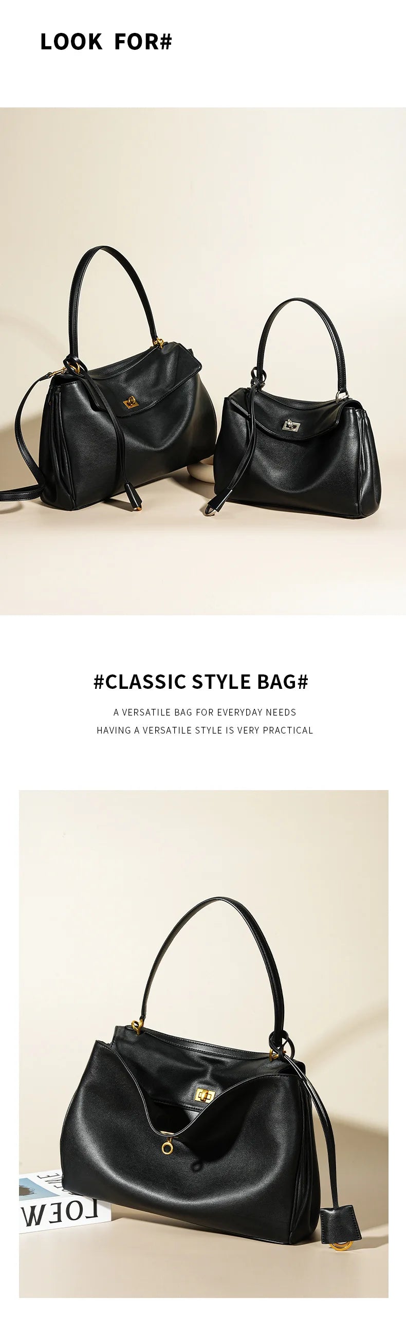 🍒Large capacity leather bag with lock for women's tote with advanced locking fashion high sensibility underarm bag that fits laptop smart casual accessory  Lock On To High Quality