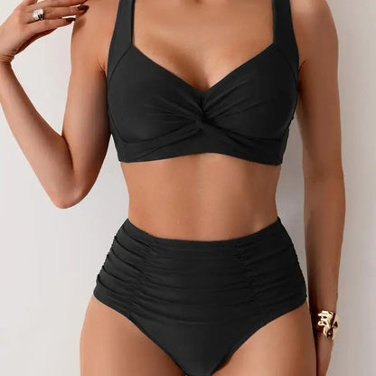 🍒Strap swimwear women high waist bikini set brazilian swimwear cross push up bra beach bathing suit full brief bather Take A Brief Second To Buy These
