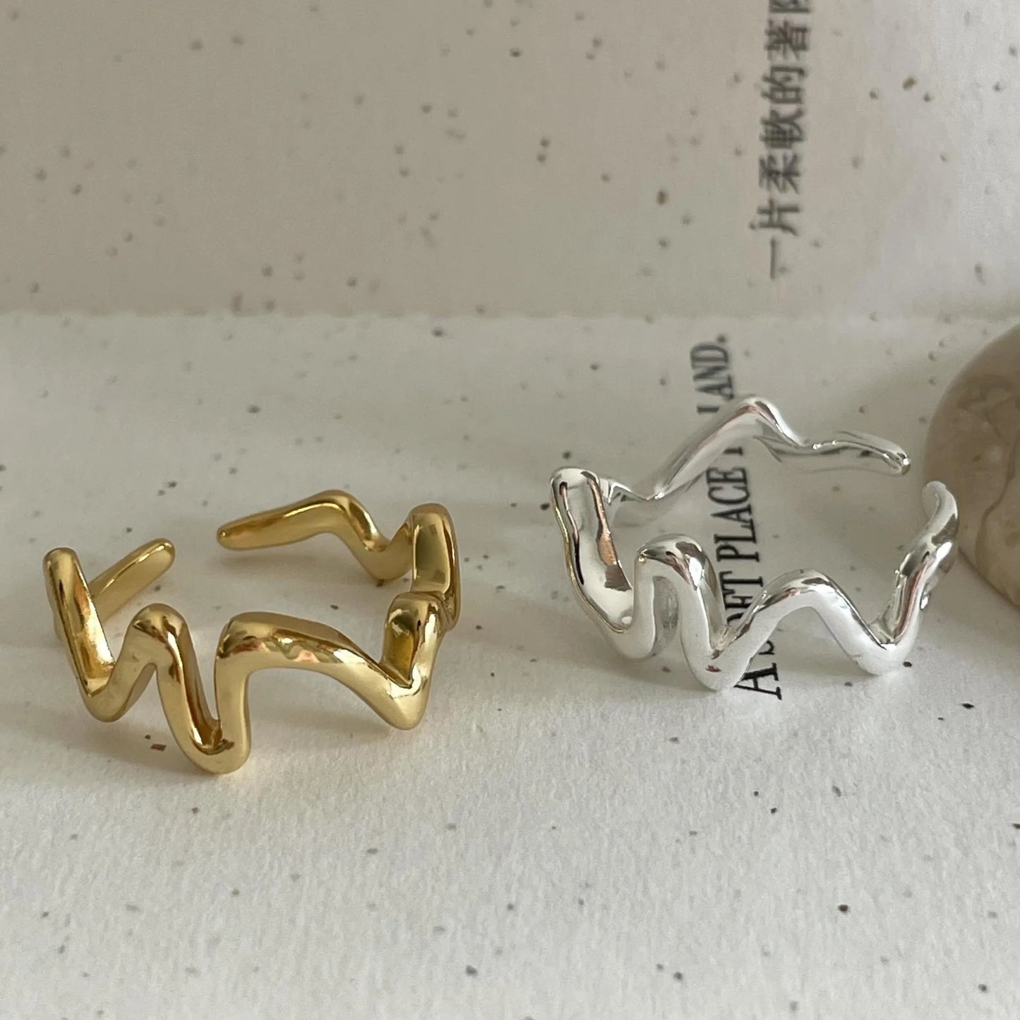 🍒925纯银戒指女士几何时尚首饰可调节戒指Interware锆石配饰潮流女式珠宝生日礼物
