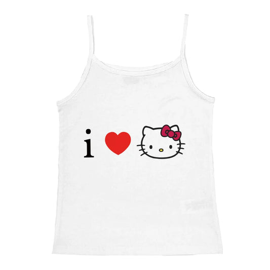 🍒Vroue se kamisooltoppies spaghetti-bandjies Hello Kitty-druk-vest-crop-toppies Y2k-klere vir die somer moulose tenktoppie baba-cami
