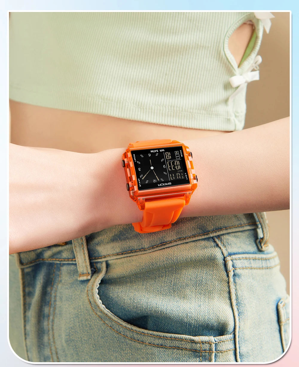 🍒Fashion electronic watches unisex luminous calendar time piece waterproof clock outdoor sports Casual Ladies Digital Wristwatch  Face The Day With A Big Face