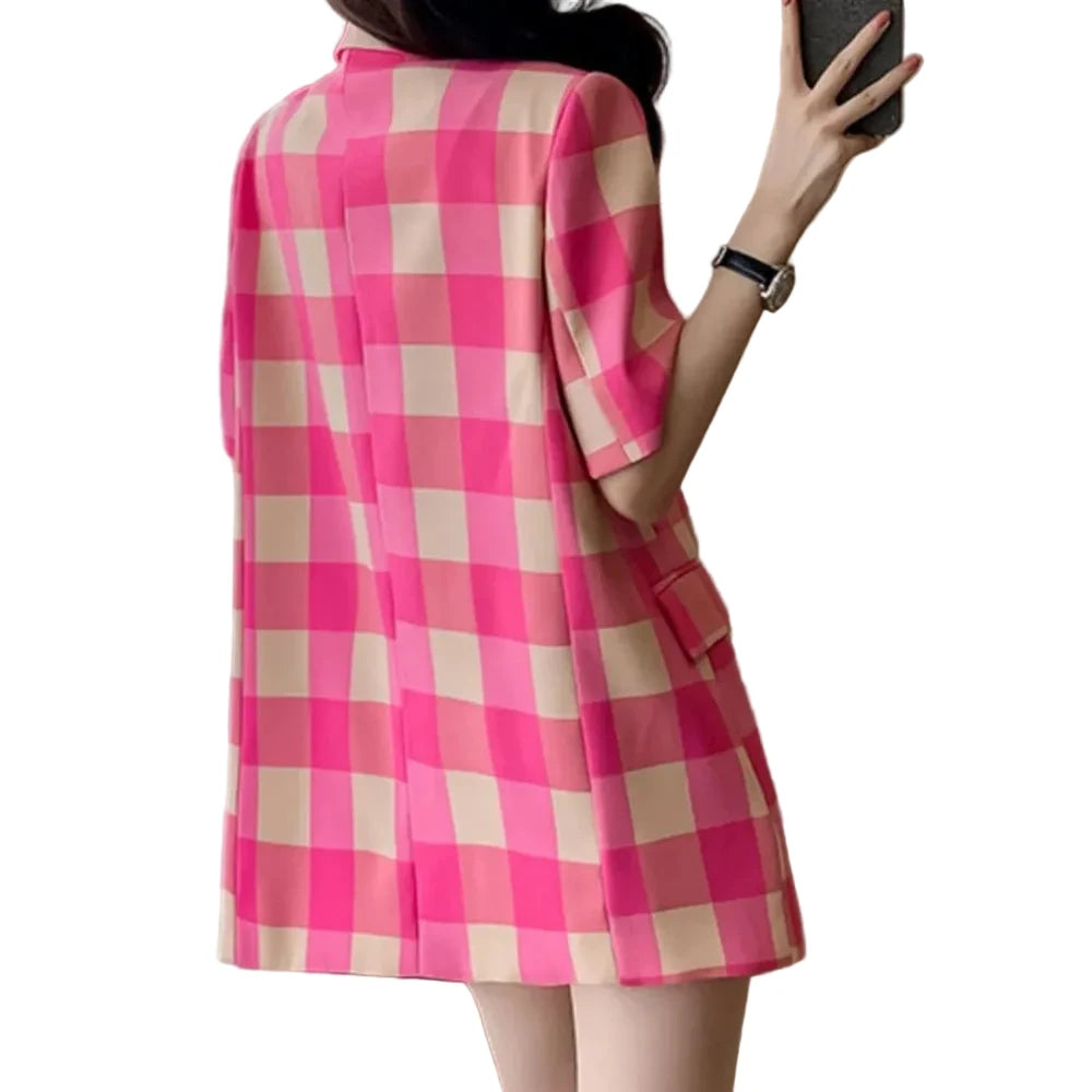 🍒春夏西装外套轻奢高端西服女格子时尚夹克宽松设计感上衣女士休闲服饰 看看这款靓丽外套