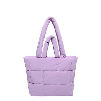 🍒Womens tote handbags quilted puff bag waterproof retro trendy shoulder bag large capacity solid colour soft casual accessory with decoration  don’t get PUFFed out with poor BAGs get this cutie