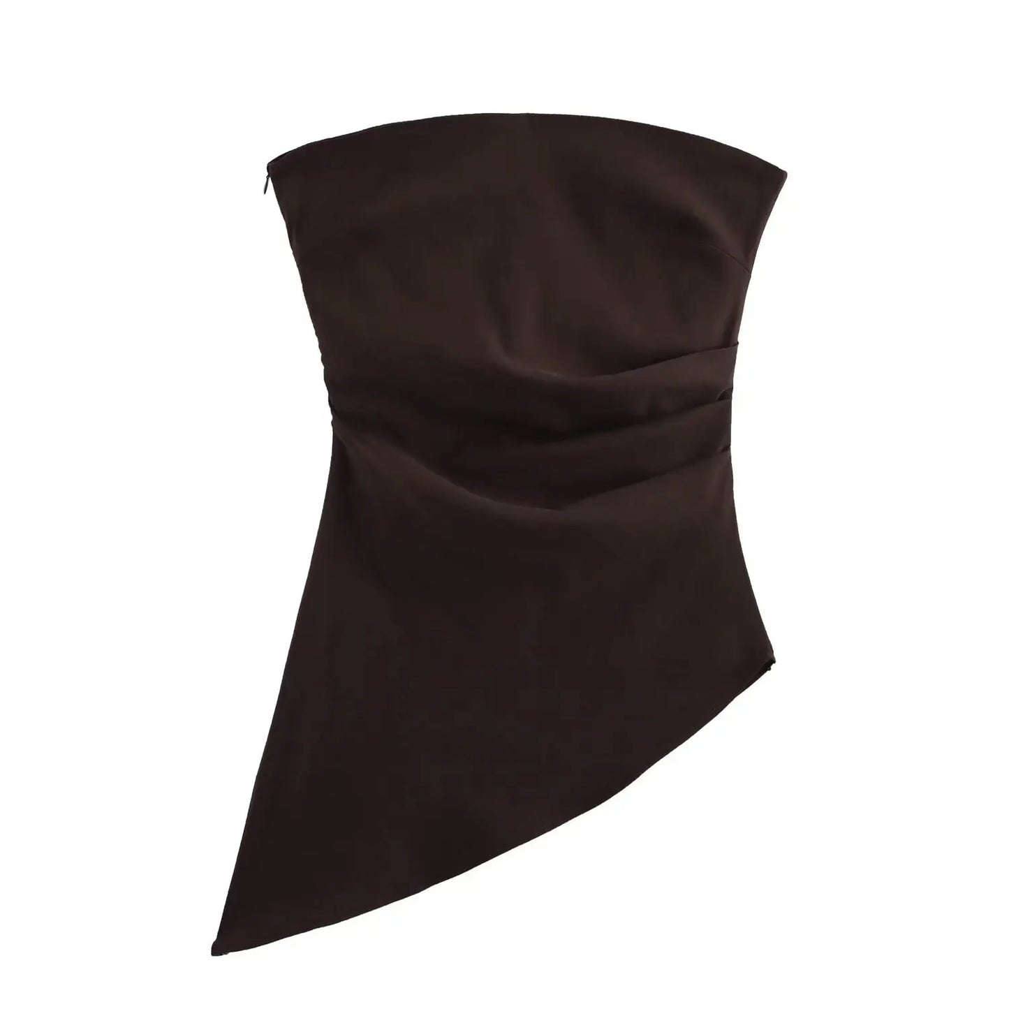 🍒Women's asymetric top pleated shoulderless tops without sleeveless fashion for women zipper smart casual clothing bandeau Get Your Chop Top
