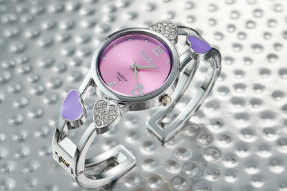 🍒Womens heart watch Design quartz fashion bangle silver classic crystal Stainless Steel colour face wristwatch smart casual jewellery   Watch This Bang For Your Buck