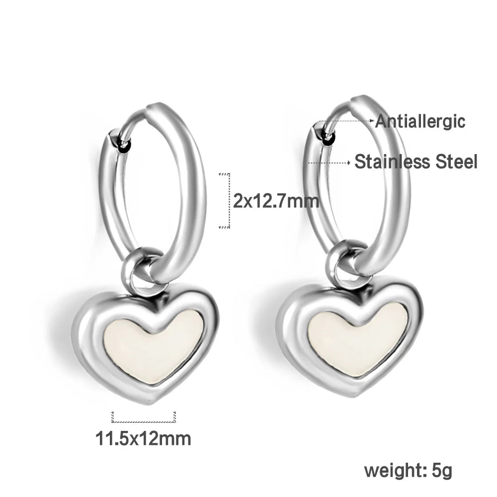 🍒 Stainless Steel Hoop Earrings enamel love heart Women Oil Drip jewelry Blue Black Red dangle drop earrings Always Love Drops