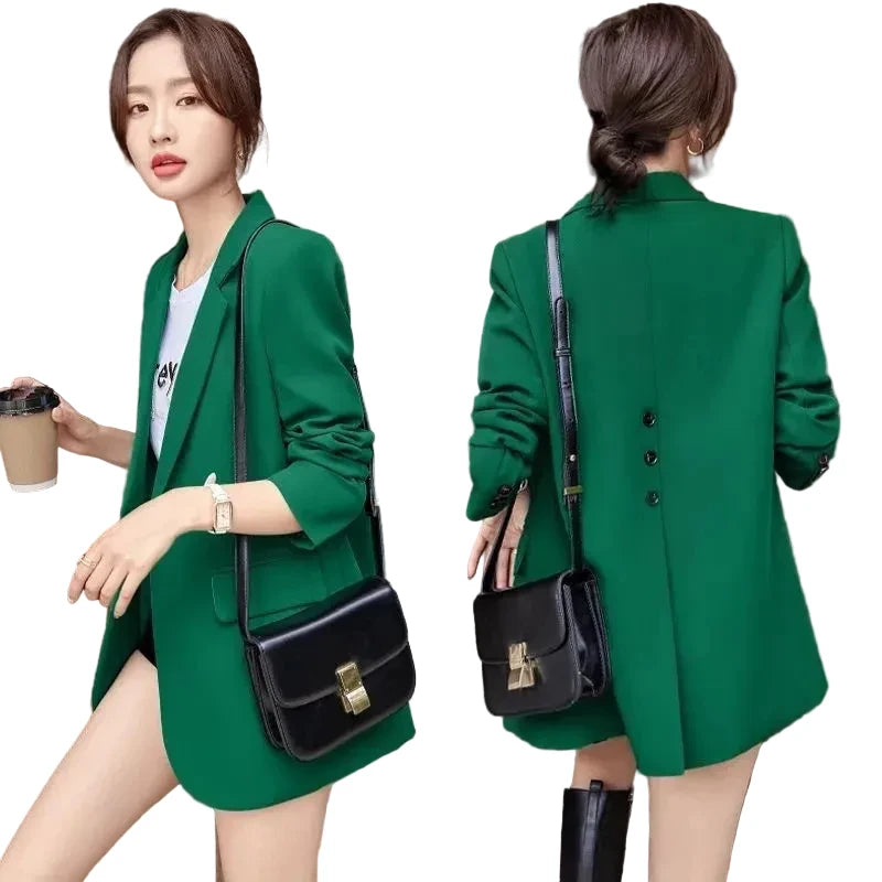 🍒Vroue se skraal baadjie lente herfs langmou sjiek kantoorkleding gekerfde lapel effekleurige pakbaadjie vroulike deftige gemaklike klere Knoop op in styl