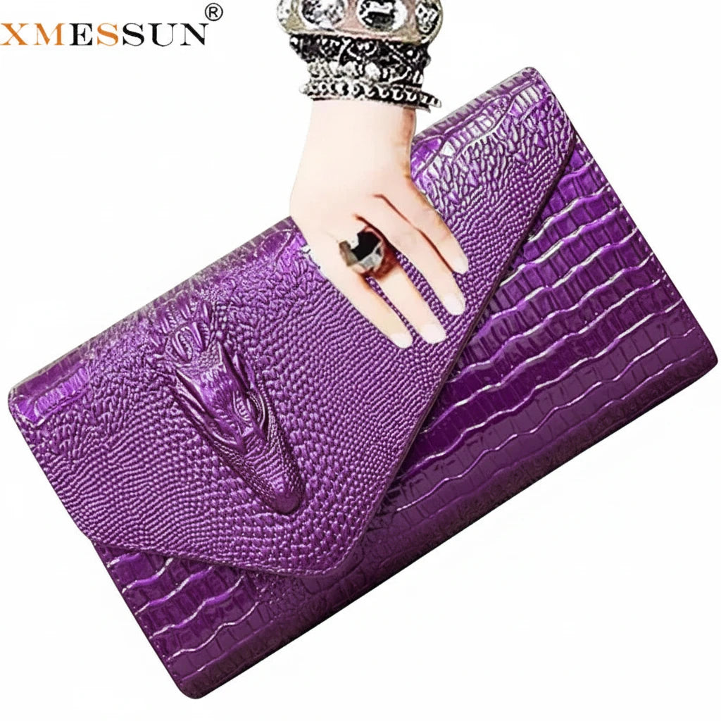 🍒Europe and america trendy clutch bags for women,designer fashion crocodile pattern under arm black envelope hand bag female large capacity bag Metalic gold available occasion clutch Cool Croco Clutch,Clickety Click Quick