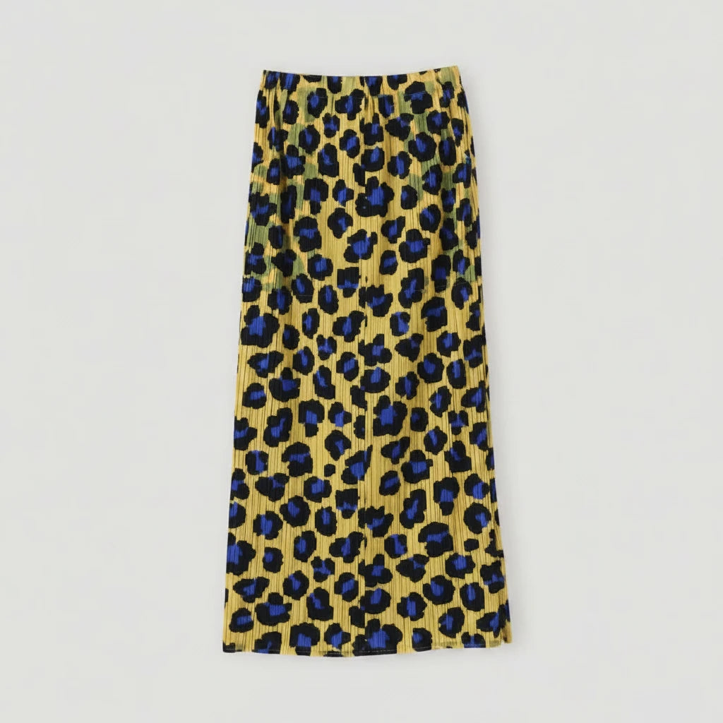 🍒Pleated long skirt leopard print smart casual clothing women's a-line split multi colour fashion wear  Leap OnThis Multi Tasker Multi