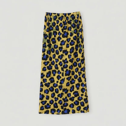 🍒Pleated long skirt leopard print smart casual clothing women's a-line split multi colour fashion wear  Leap OnThis Multi Tasker Multi