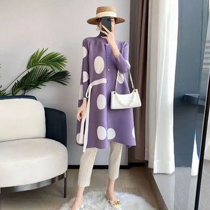 🍒Coat dress for wedding stylish long jacket single-breasted spring autumn spotty outfit chic designer outerwear ladies coat designer outerwear for women