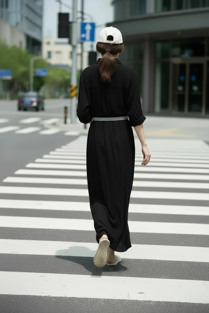 🍒Plus size women's midi (depending on height) short sleeve outfit holiday dress loose long straight outfit with collar casual summer wear straight cut maxi dress Big Basics Up
