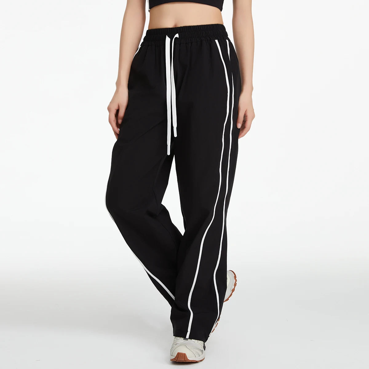 🍒Sportbroek vir vroue somer koel gemaklike los wye pype winddigte buitelug los gemaklike wyepypbroek gimnasiumklere mode: Sport Jou Styl