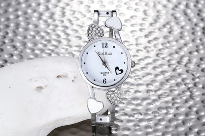🍒Womens heart watch Design quartz fashion bangle silver classic crystal Stainless Steel colour face wristwatch smart casual jewellery   Watch This Bang For Your Buck