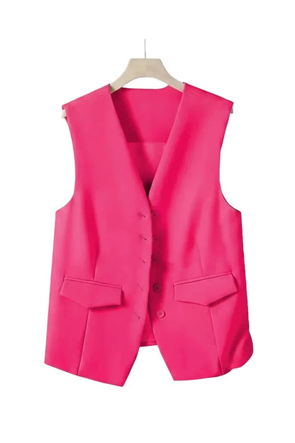 🍒Suit vest for women v-neck  business vest jacket sleeveless waistcoat with pocket front for office commute style buttons sleeveless outerwears  Cute Covers