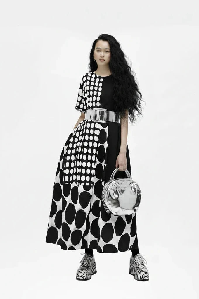 🍒Polka dot fashion summer clothing plus size for woman pullover dress a-line loose fit chic casual wear Spot the Spots
