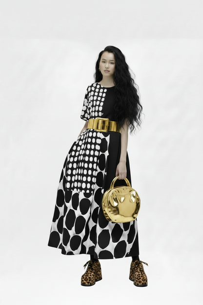 🍒Polka dot fashion summer clothing plus size for woman pullover dress a-line loose fit chic casual wear Spot the Spots