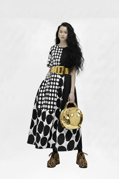 🍒Polka dot fashion summer clothing plus size for woman pullover dress a-line loose fit chic casual wear Spot the Spots