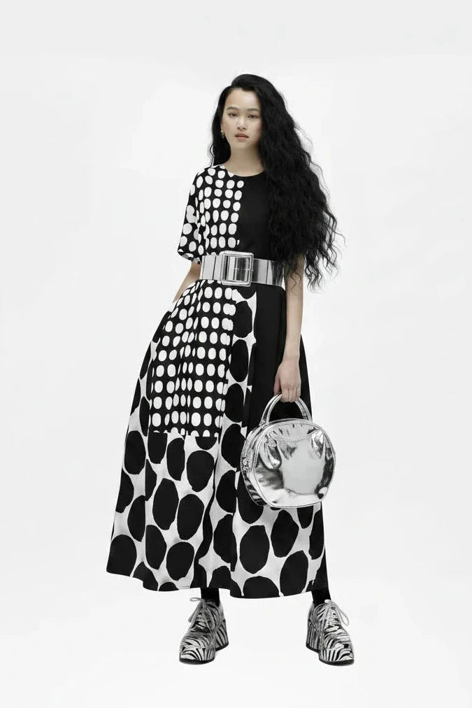 🍒Polka dot fashion summer clothing plus size for woman pullover dress a-line loose fit chic casual wear Spot the Spots