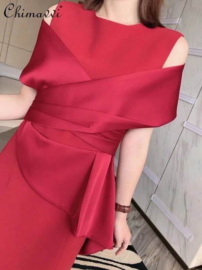 🍒Celebrity elegant gown dress for women party wear fashion off-shoulder outfit high waist with split high end ocassion wear