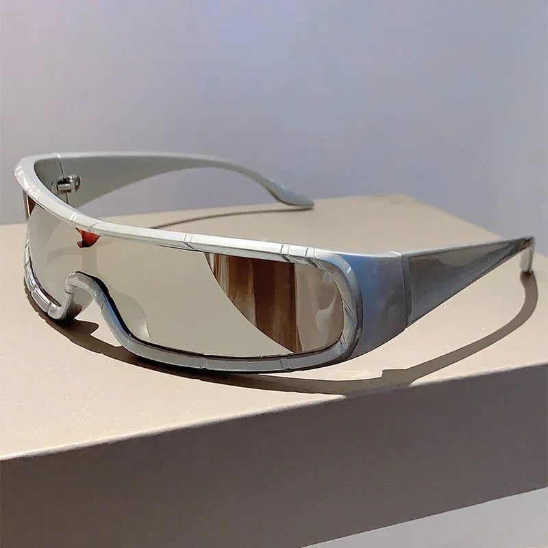 🍒Monoblock sunglasses men stylish punk futuristic outdoor shades trendy wrapped ound UV400 protection eyewear trendy sunnies Cool Wraps
