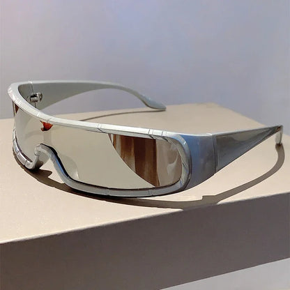 🍒Monoblock sunglasses men stylish punk futuristic outdoor shades trendy wrapped ound UV400 protection eyewear trendy sunnies Cool Wraps