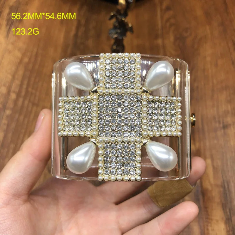 🍒Designer luxury transparent zircon pearl bangles for women retro high-quality cross women's rhinestone bracelet Dont Be Cross If You Miss Out On This Pearl
