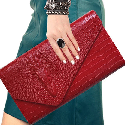🍒Europe and america trendy clutch bags for women,designer fashion crocodile pattern under arm black envelope hand bag female large capacity bag Metalic gold available occasion clutch Cool Croco Clutch,Clickety Click Quick