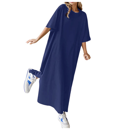 🍒Plusgrootte los rokke t-hemp rok huisdrag kortmou uitrusting lang maxi oorgroot somermode strandsonrok tot 3XL Beste Basiese