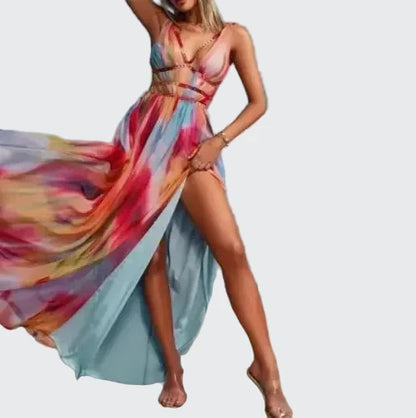 🍒Sleeveless long dress maxi summer clothing for women beach style vacation fashion female high waist outfit  Beach Beauty