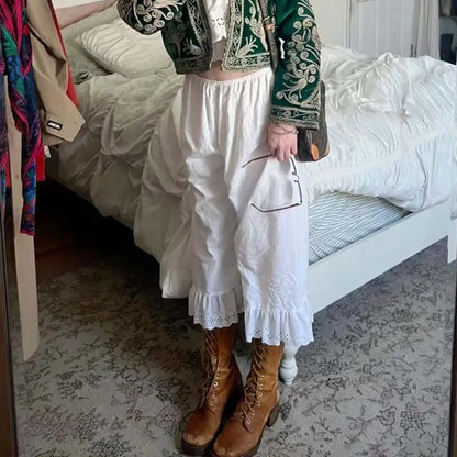 🍒Cottage feetjie wye-pypbroek Y2k esteties 00s retro hoë-middellyf kuitlengte broek Vintage sitkamer lospas gerimpelde soom broek vroulike modeklere vir vroue Kom knus in 'n feetjiehuisie