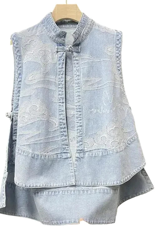 🍒Denim Vests womens spring sleeveless jacket for autumn fashion denim waistcoat outer wear all-match cool daily chic loose casual vintage style clothes versatile Y2k clothing  Dash-on Denim Daily