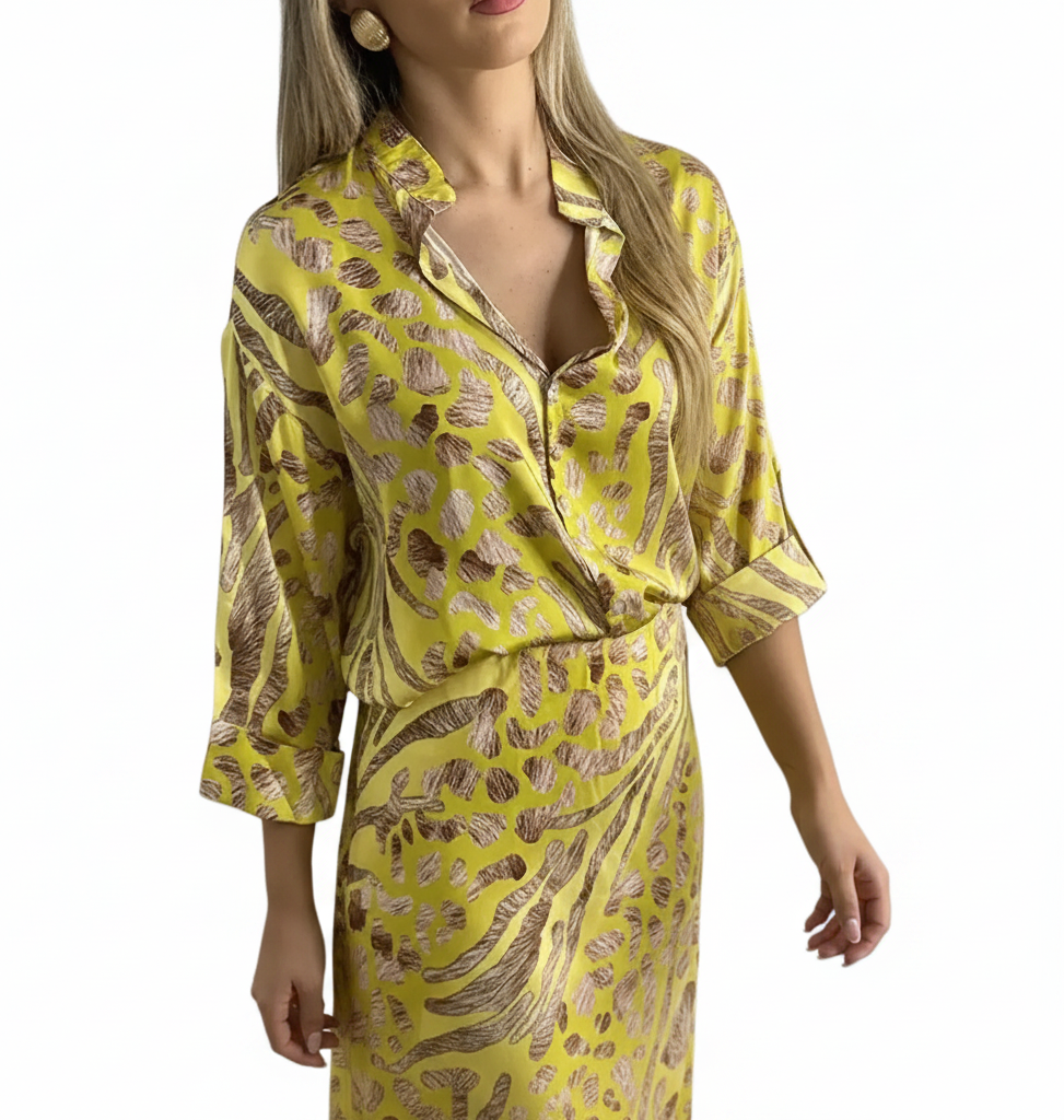 🍒Party two piece printed shirt and skirt set v-neck three quarter sleeve shirts for women high waist skirts for women two piece evening outfits female occasion clothing