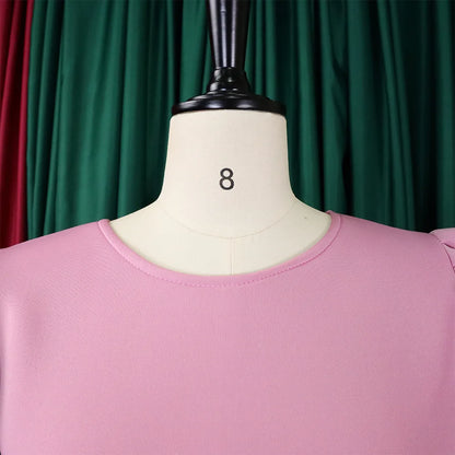 🍒Elegante rokke vir dames met O-nek, kortmoue, uitrusting vir verjaarsdagpartytjie, hoë middellyf, geplooide pofmoue, vrouemodemode, geleentheidsdrag, aandpartytjiedrag, middelkalf, luukse B'day Bopper Beauty Babe