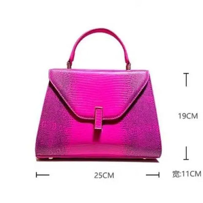 🍒Luxury designer bag brand-high quality genuine leather lizard-print handbag with metal feet single handle crossbody women's fashion accessories trend shoulder bag for occassions Look-At-Me Lizzardy Lovely