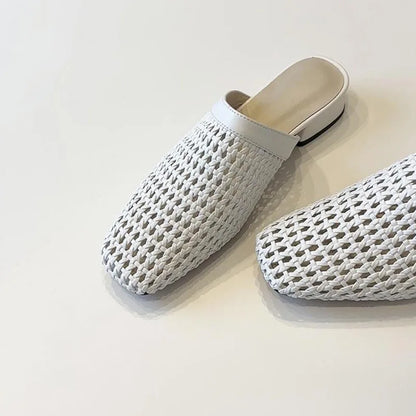 🍒Dameskoene, toeknie, instap, vroue se pantoffels, mode vierkantige toon, buite, gaas sliders, slim gemaklike somerskoene Stuur 'n Gaas-boodskap