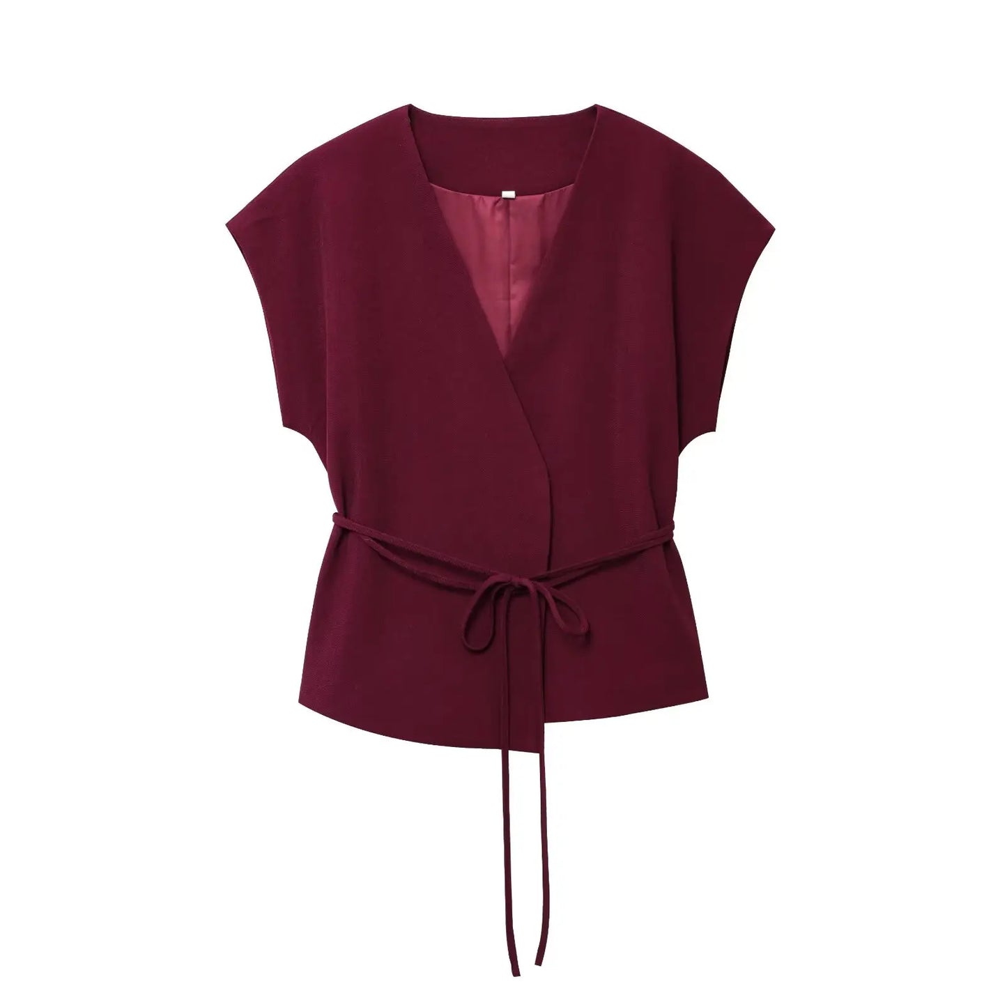 🍒Trouser suits for women sleeveless v-neck top with belt and straight pants wide leg sets spring summer clothing smart casual clothes party occasion wear two piece Two Piece Ease