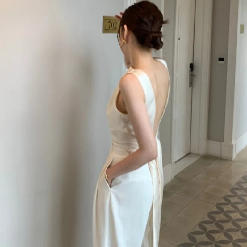 🍒Backless womens tops sleeveless clothes round neck tank top summer camis elegant fashion wear party occasion wear OPEN To Buying A Top Get BACK To Your Purse